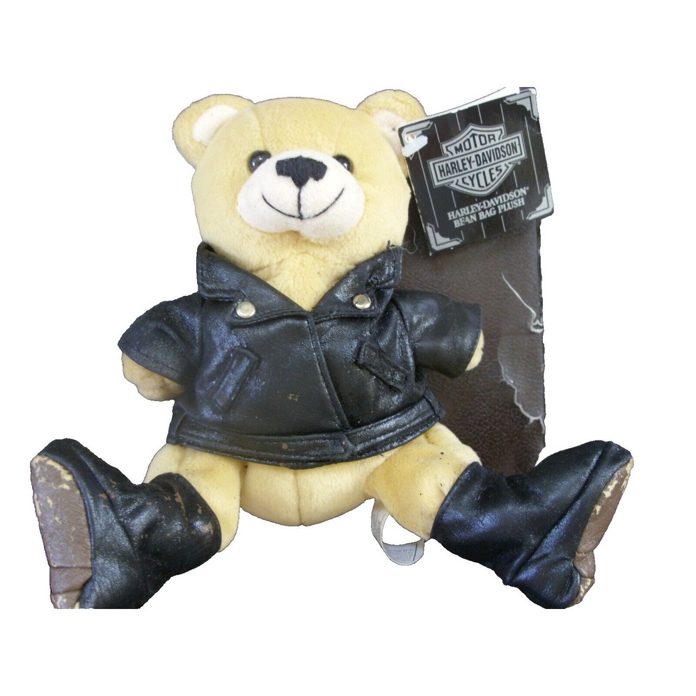 VTG Harley Davidson Kickstart Teddy Bear 1998 Bean Bag Plush 8" Retired NWT
